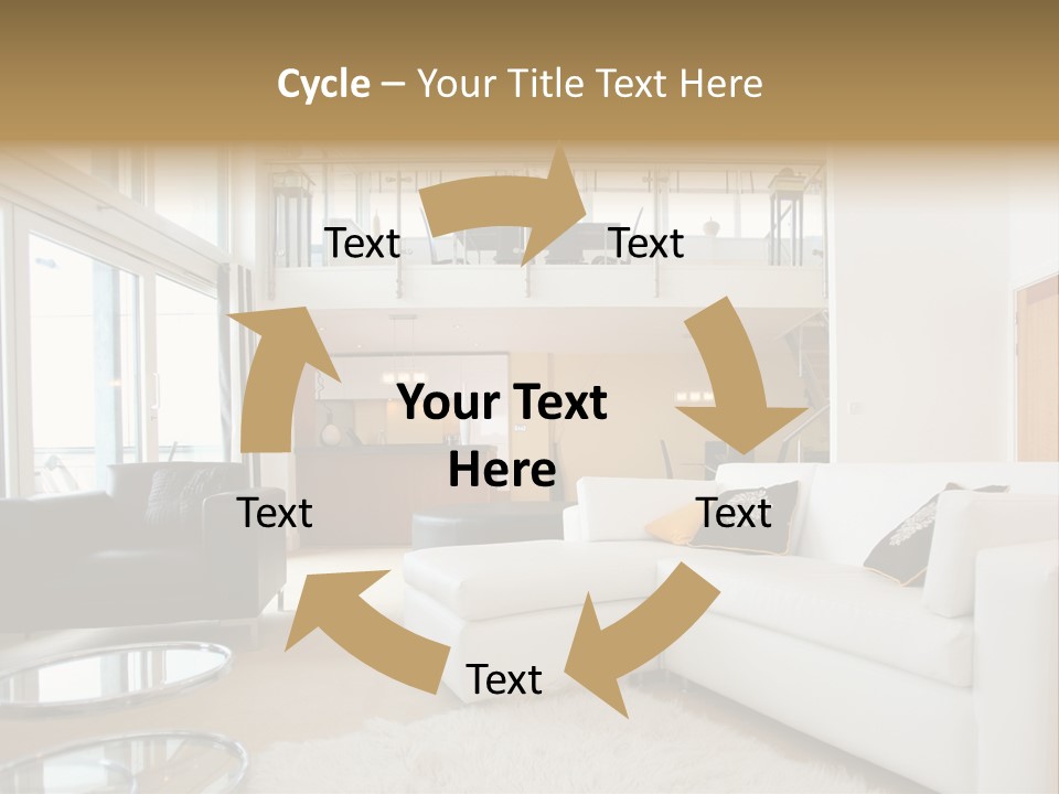 A Living Room Filled With Furniture And A Staircase PowerPoint Template