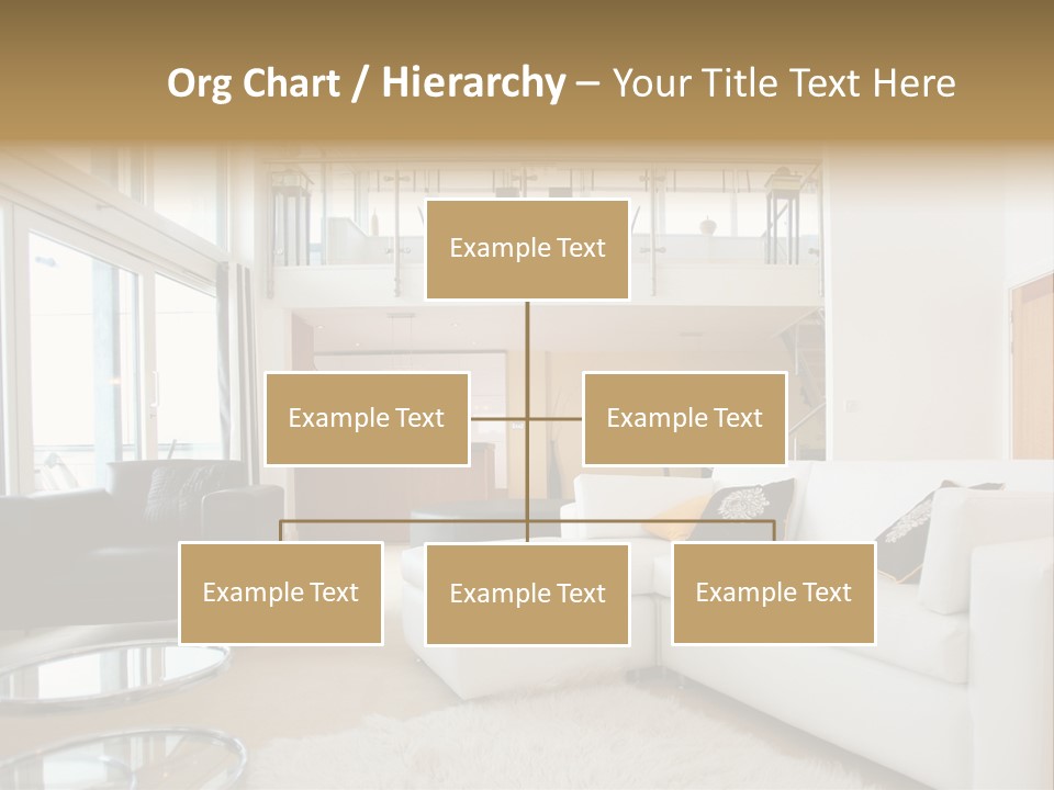 A Living Room Filled With Furniture And A Staircase PowerPoint Template