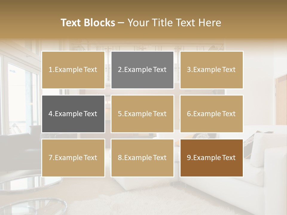 A Living Room Filled With Furniture And A Staircase PowerPoint Template