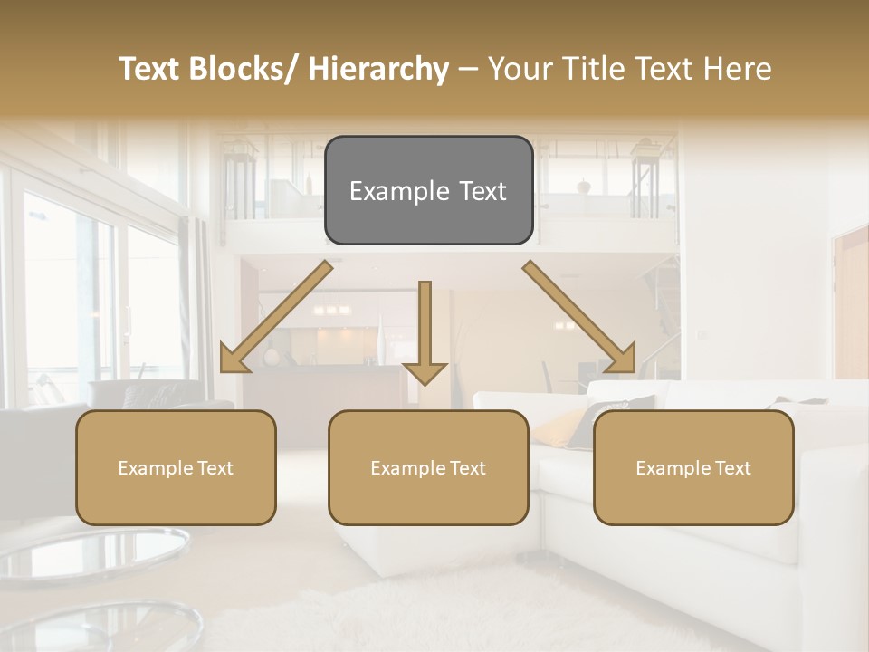 A Living Room Filled With Furniture And A Staircase PowerPoint Template