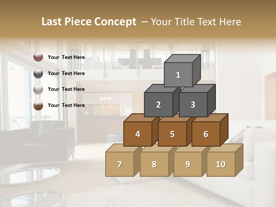 A Living Room Filled With Furniture And A Staircase PowerPoint Template