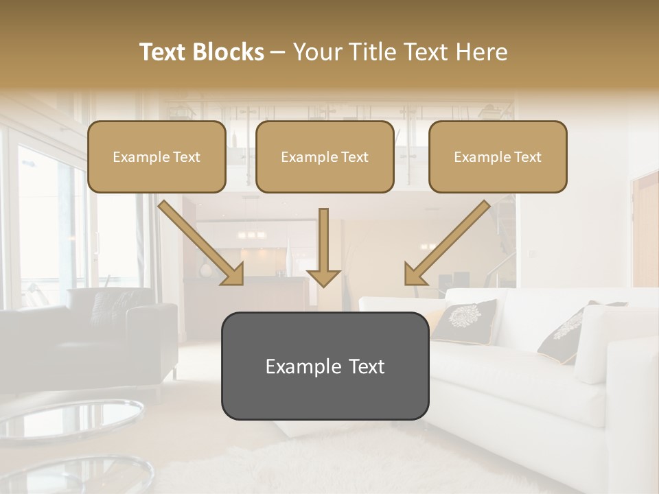 A Living Room Filled With Furniture And A Staircase PowerPoint Template