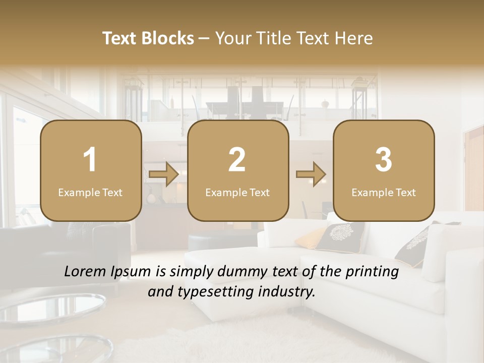 A Living Room Filled With Furniture And A Staircase PowerPoint Template