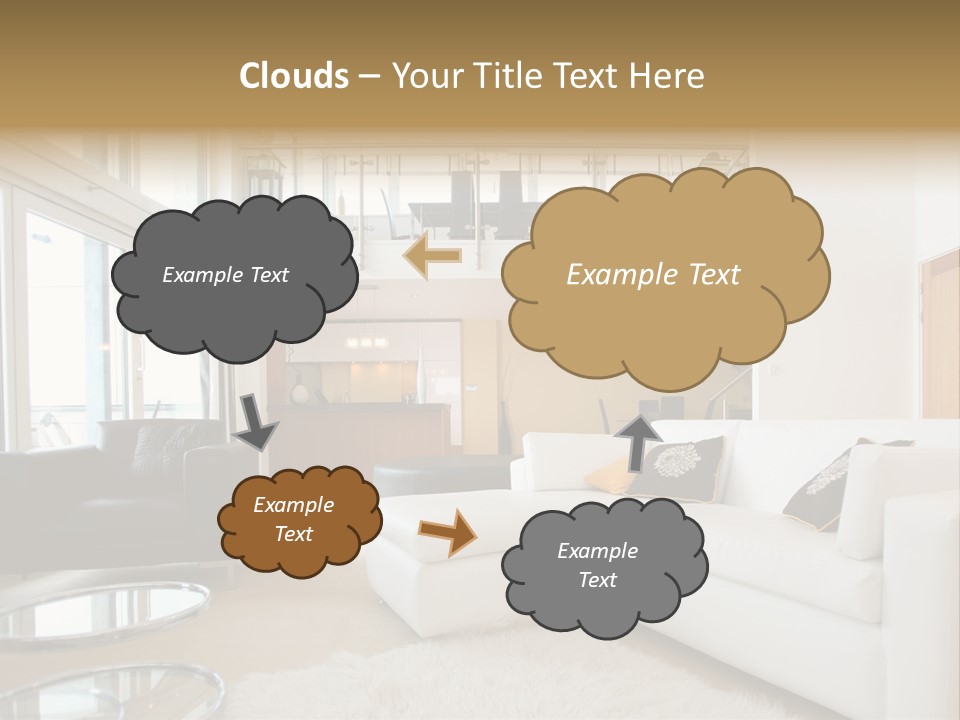 A Living Room Filled With Furniture And A Staircase PowerPoint Template