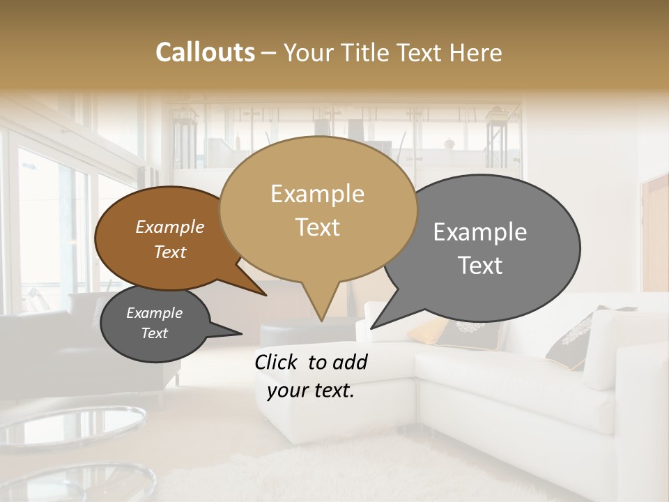 A Living Room Filled With Furniture And A Staircase PowerPoint Template