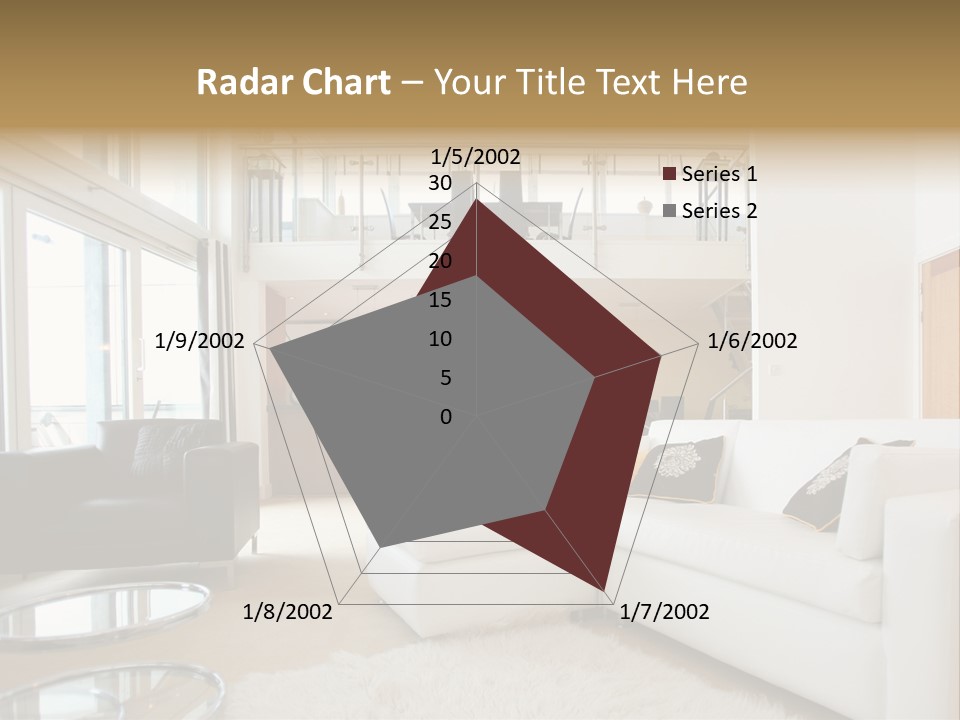 A Living Room Filled With Furniture And A Staircase PowerPoint Template