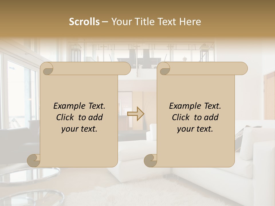 A Living Room Filled With Furniture And A Staircase PowerPoint Template