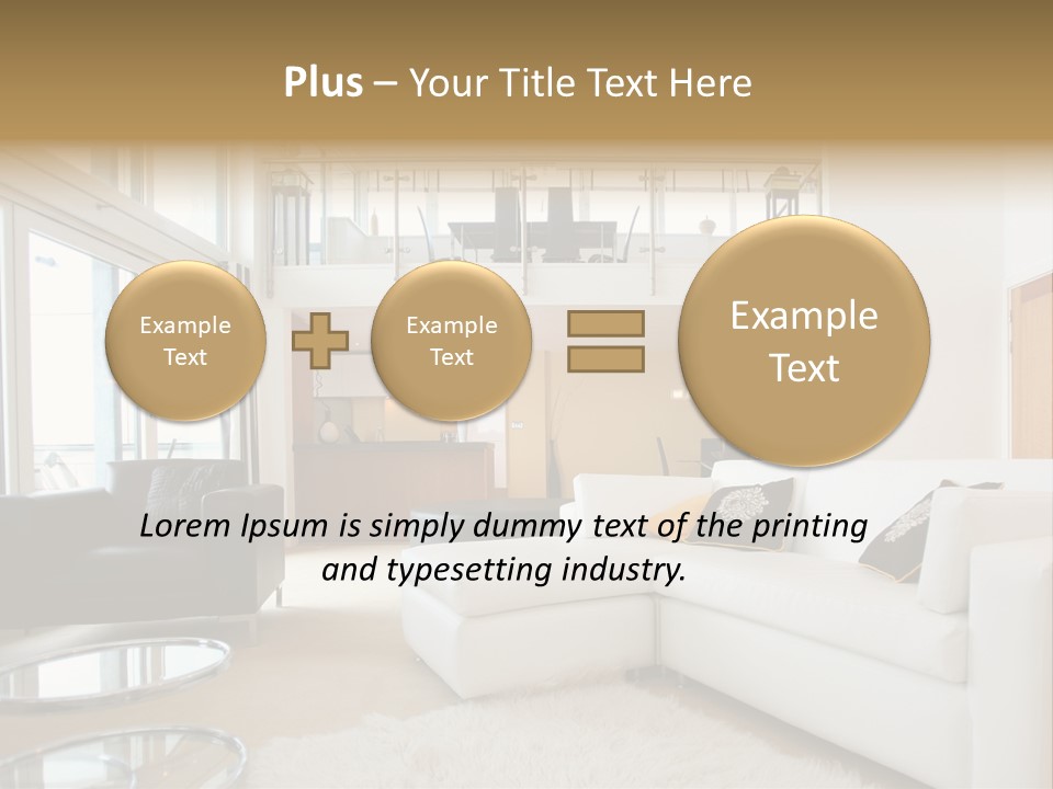 A Living Room Filled With Furniture And A Staircase PowerPoint Template