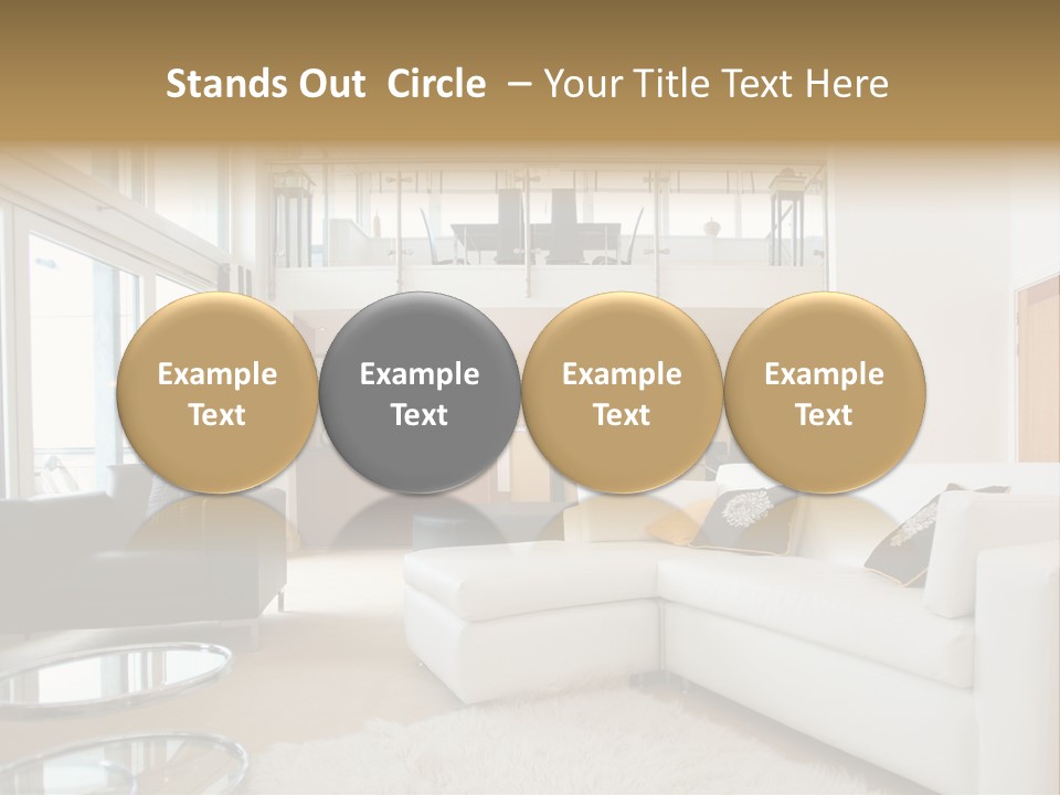A Living Room Filled With Furniture And A Staircase PowerPoint Template