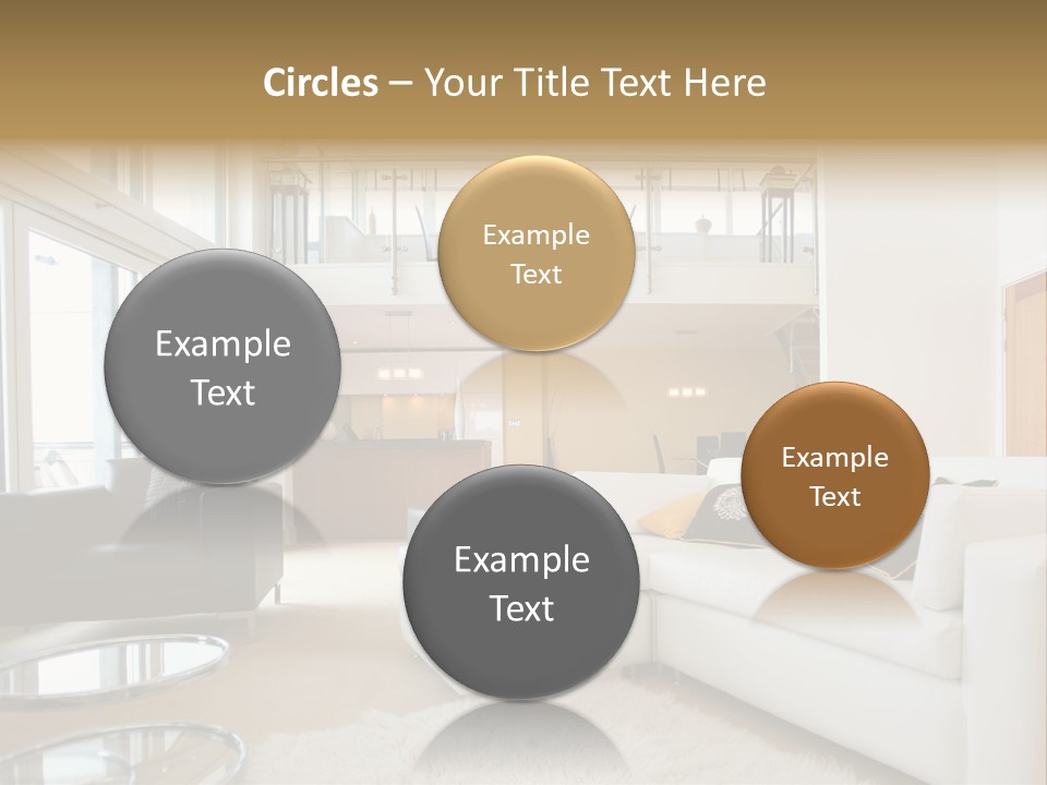 A Living Room Filled With Furniture And A Staircase PowerPoint Template