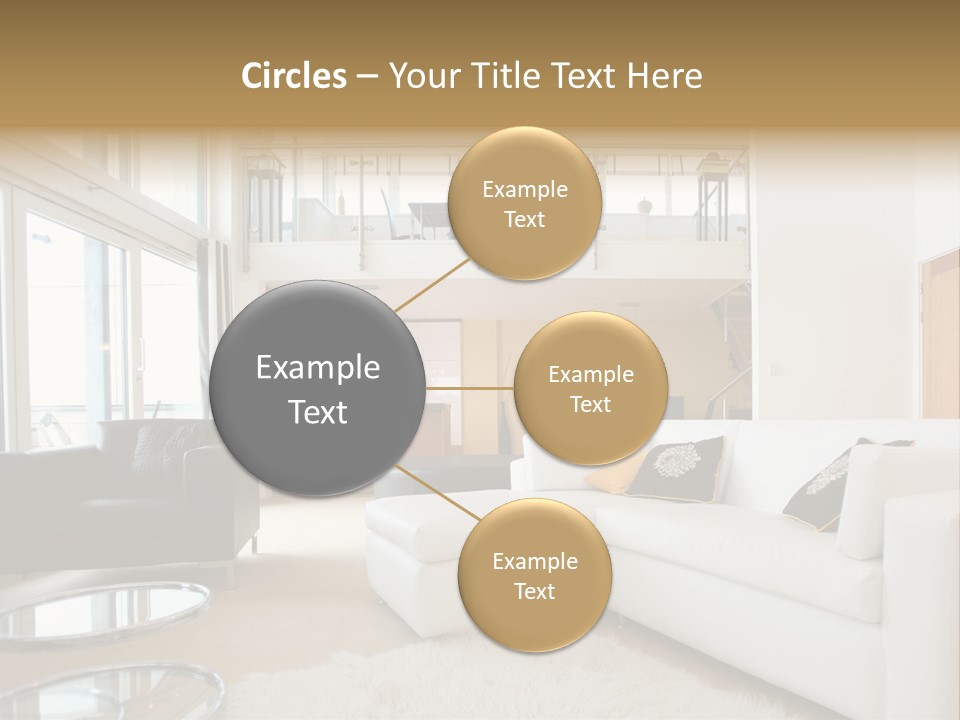 A Living Room Filled With Furniture And A Staircase PowerPoint Template