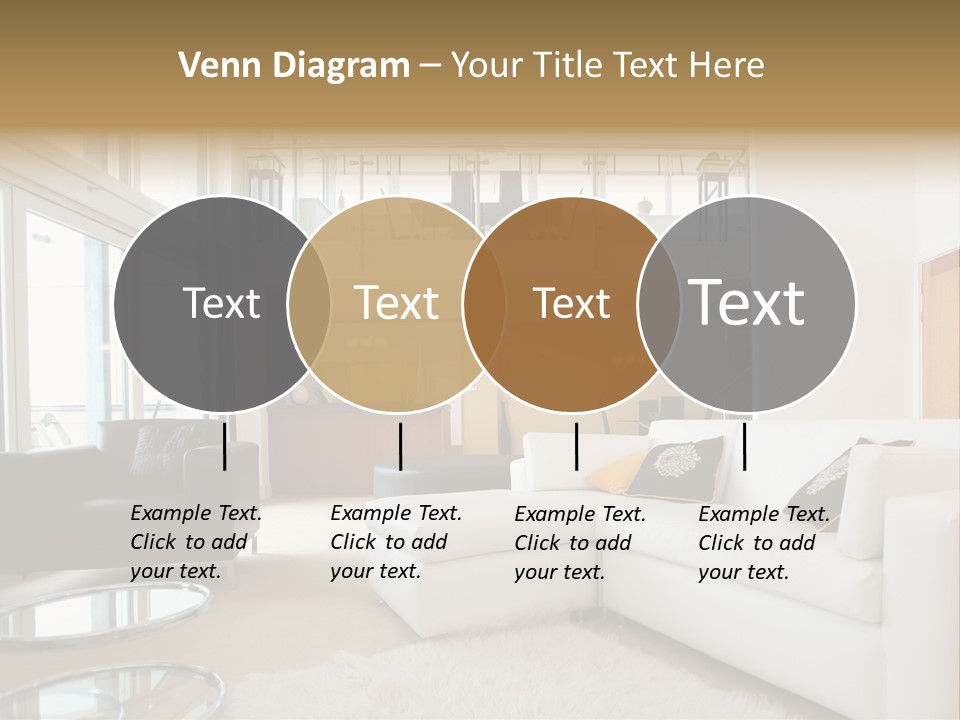 A Living Room Filled With Furniture And A Staircase PowerPoint Template
