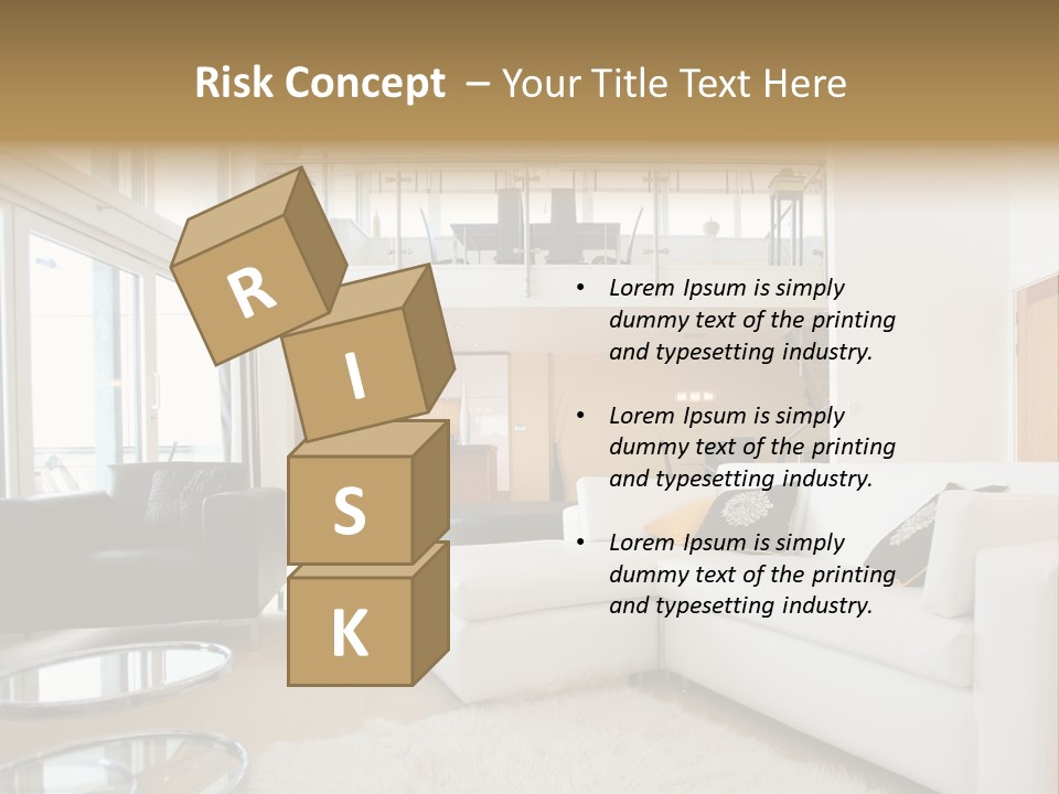 A Living Room Filled With Furniture And A Staircase PowerPoint Template