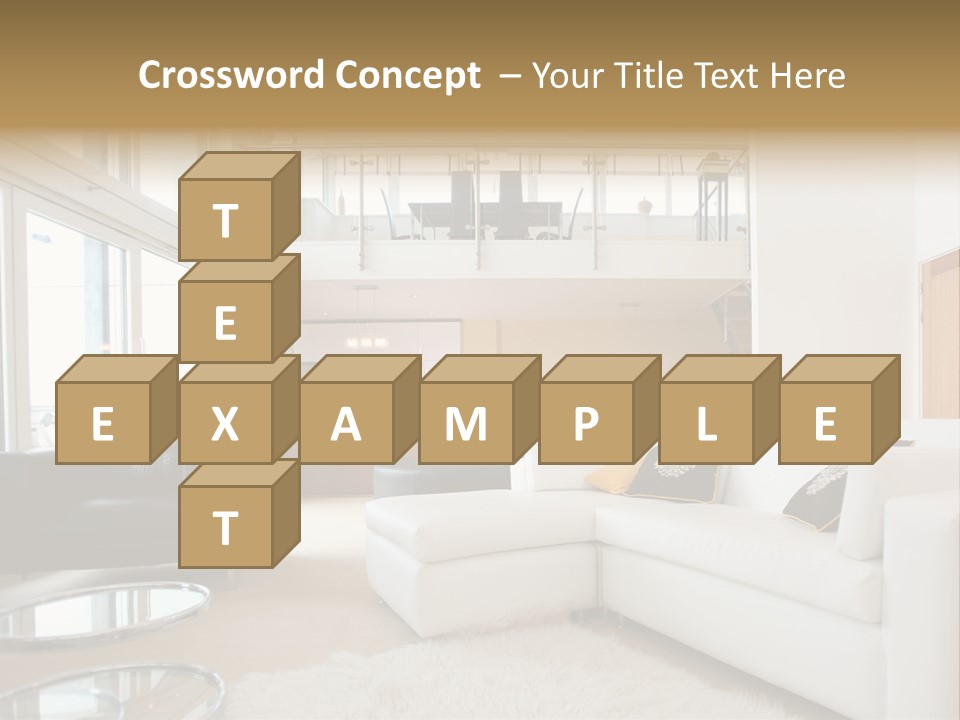 A Living Room Filled With Furniture And A Staircase PowerPoint Template