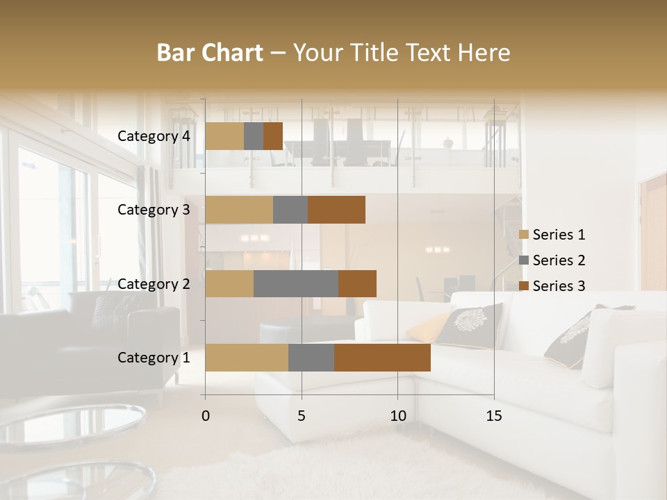 A Living Room Filled With Furniture And A Staircase PowerPoint Template