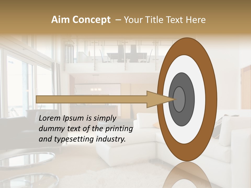 A Living Room Filled With Furniture And A Staircase PowerPoint Template