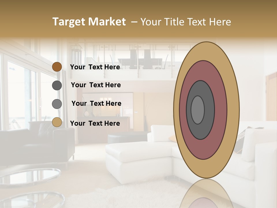 A Living Room Filled With Furniture And A Staircase PowerPoint Template