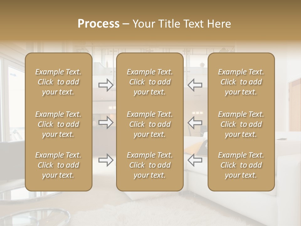 A Living Room Filled With Furniture And A Staircase PowerPoint Template