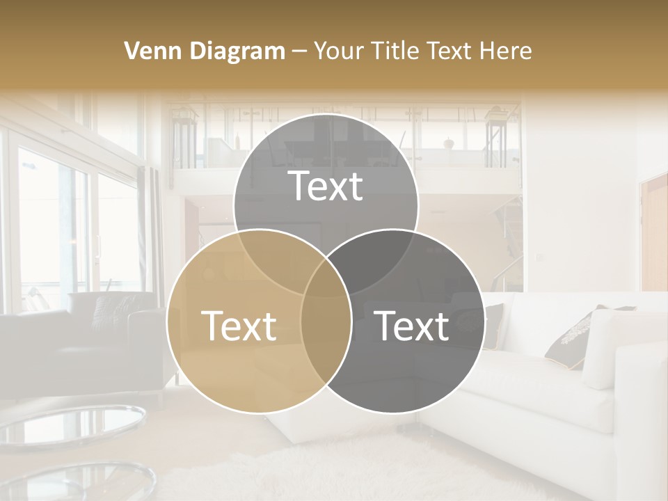 A Living Room Filled With Furniture And A Staircase PowerPoint Template