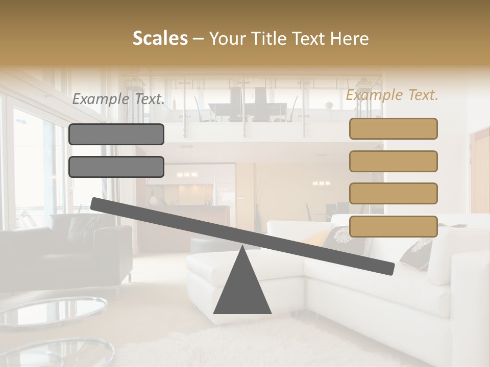 A Living Room Filled With Furniture And A Staircase PowerPoint Template