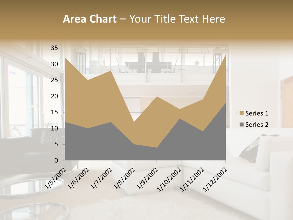 A Living Room Filled With Furniture And A Staircase PowerPoint Template