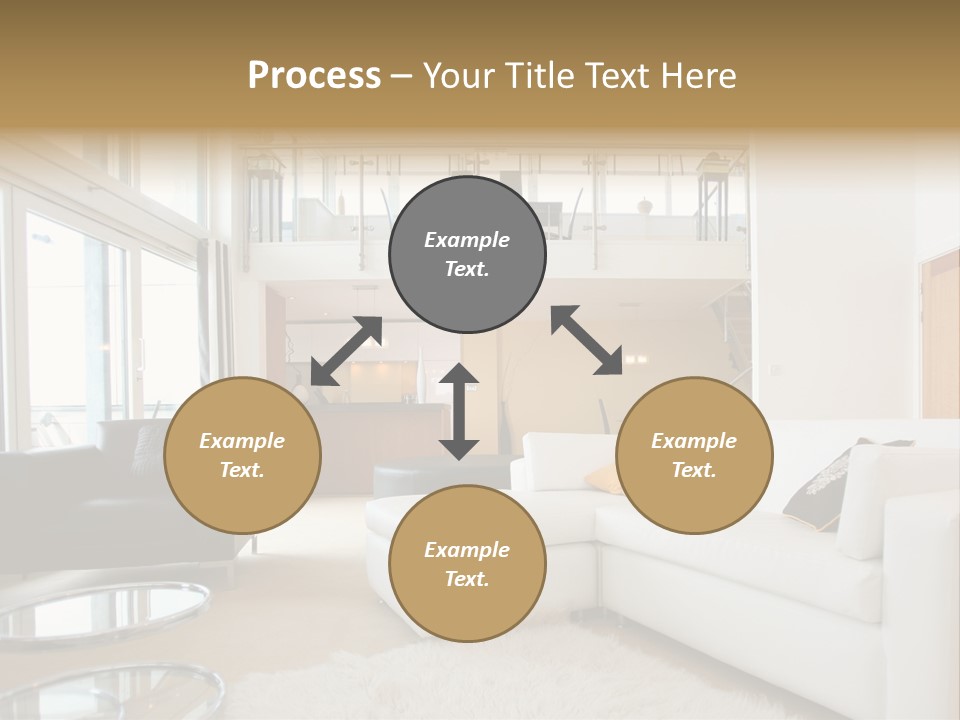 A Living Room Filled With Furniture And A Staircase PowerPoint Template