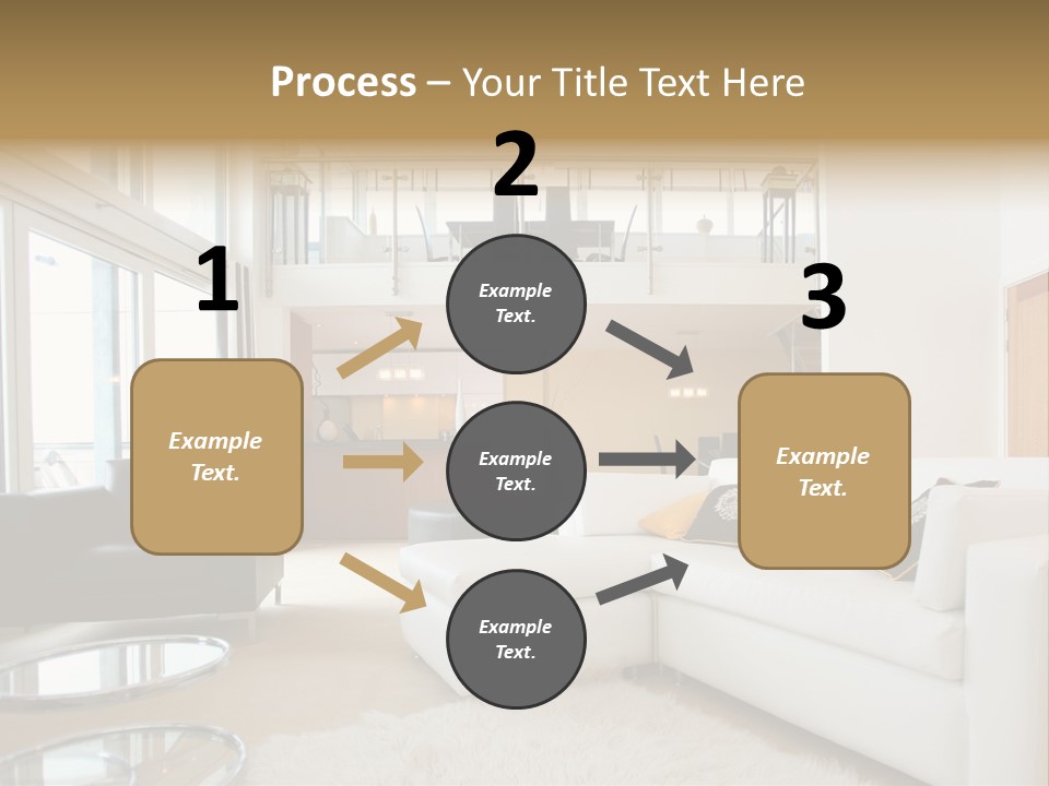 A Living Room Filled With Furniture And A Staircase PowerPoint Template