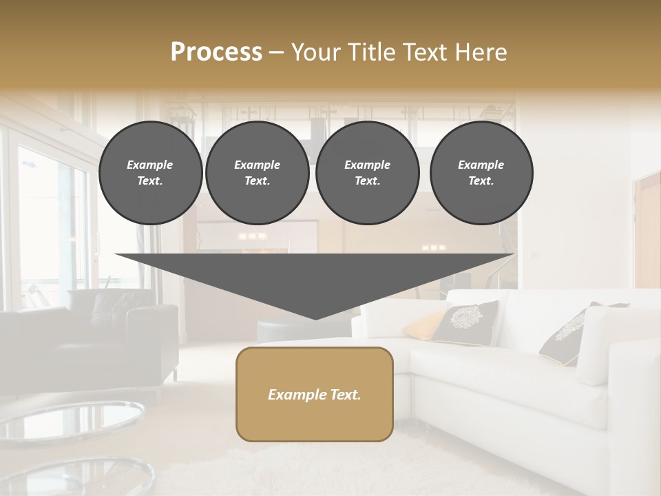 A Living Room Filled With Furniture And A Staircase PowerPoint Template