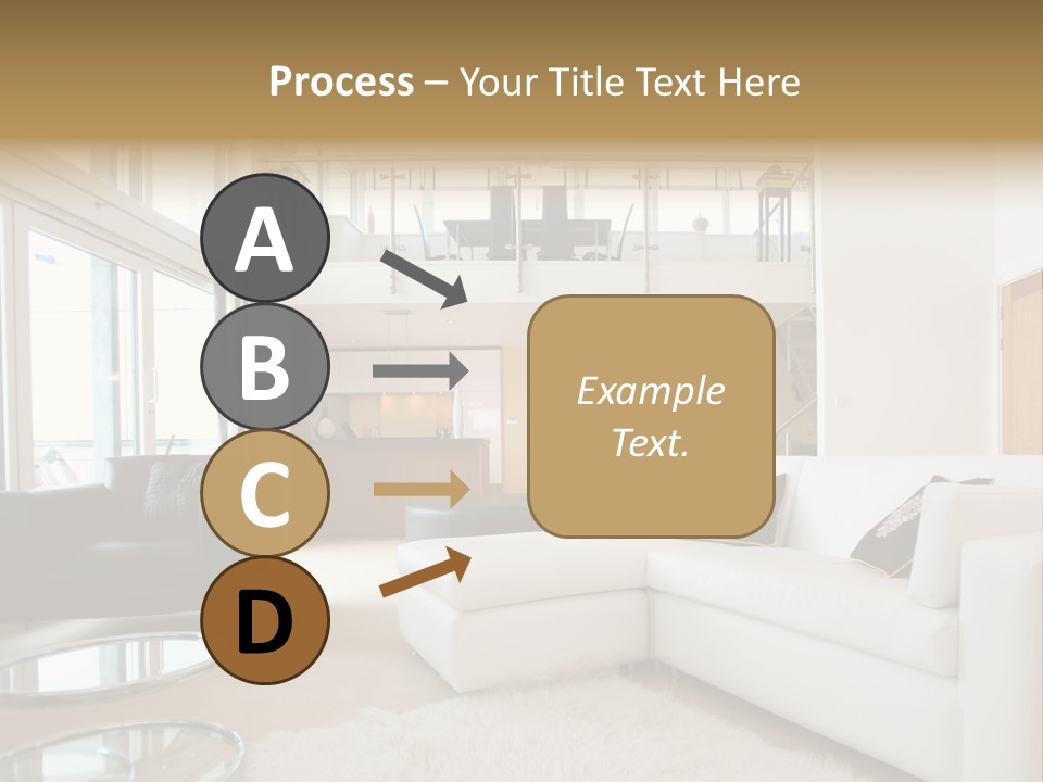 A Living Room Filled With Furniture And A Staircase PowerPoint Template