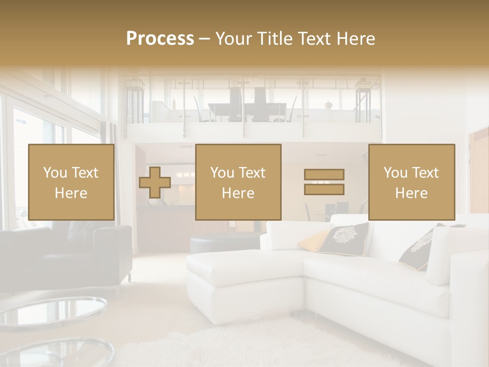 A Living Room Filled With Furniture And A Staircase PowerPoint Template