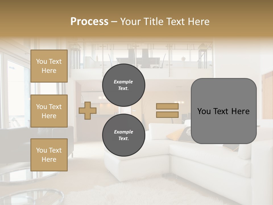 A Living Room Filled With Furniture And A Staircase PowerPoint Template