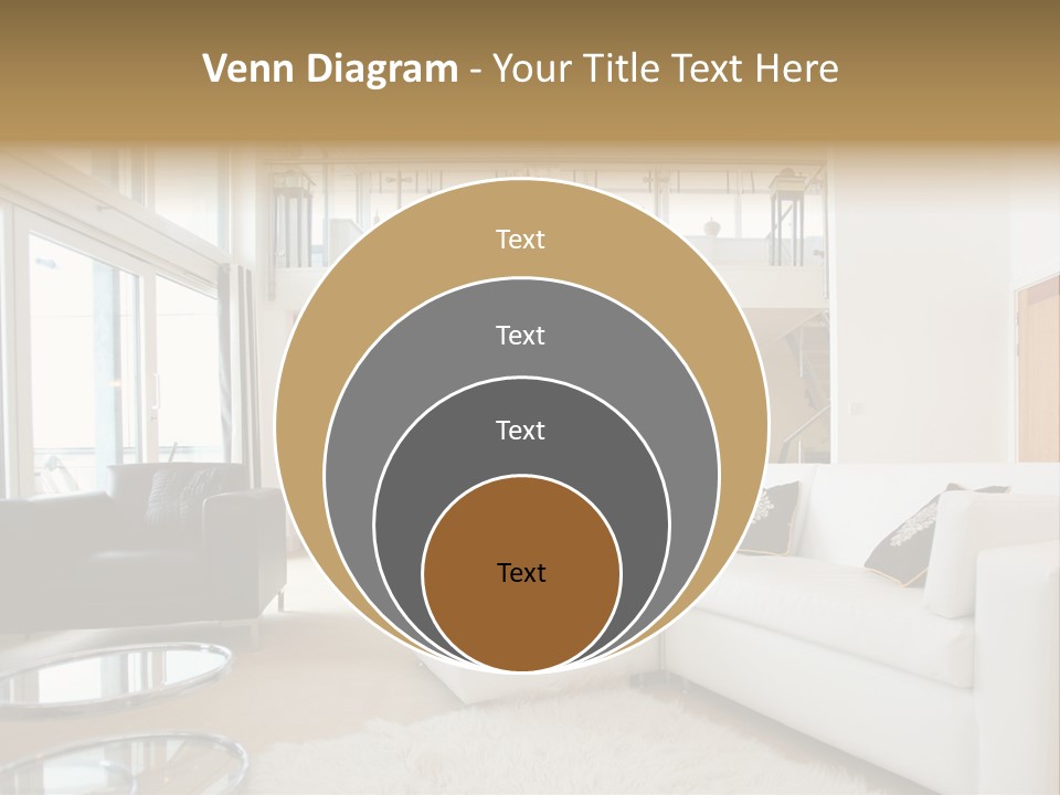 A Living Room Filled With Furniture And A Staircase PowerPoint Template