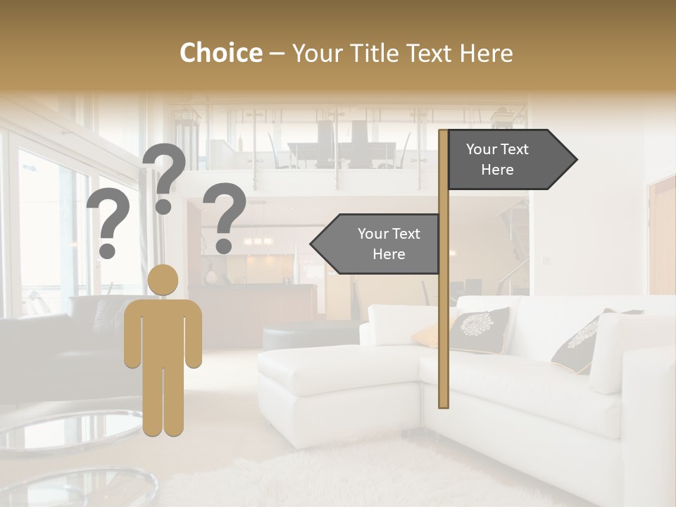A Living Room Filled With Furniture And A Staircase PowerPoint Template