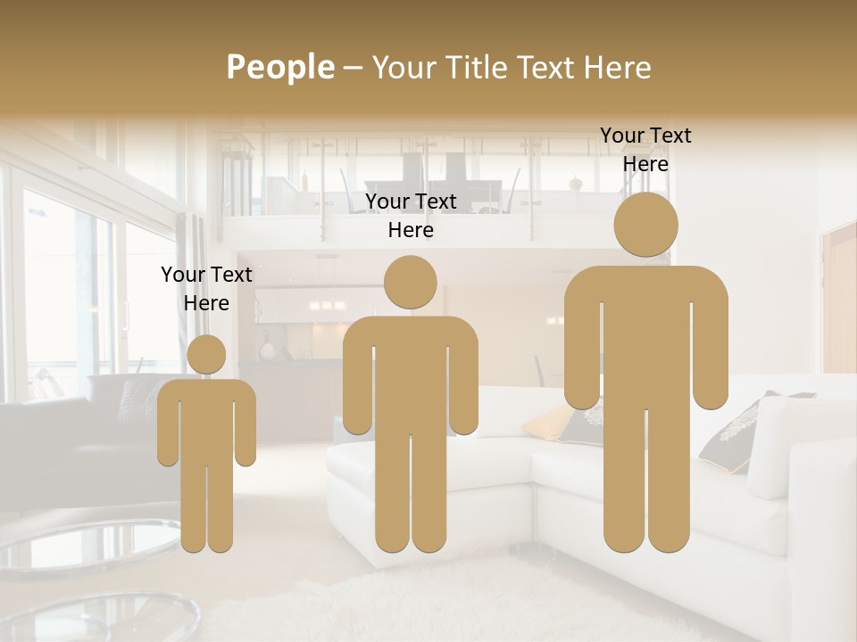 A Living Room Filled With Furniture And A Staircase PowerPoint Template