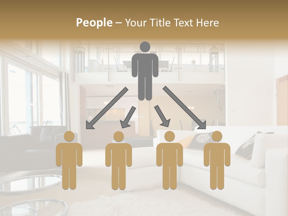 A Living Room Filled With Furniture And A Staircase PowerPoint Template