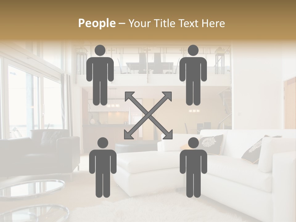 A Living Room Filled With Furniture And A Staircase PowerPoint Template