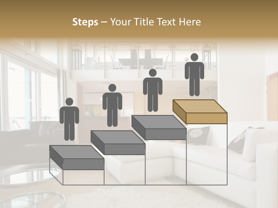 A Living Room Filled With Furniture And A Staircase PowerPoint Template