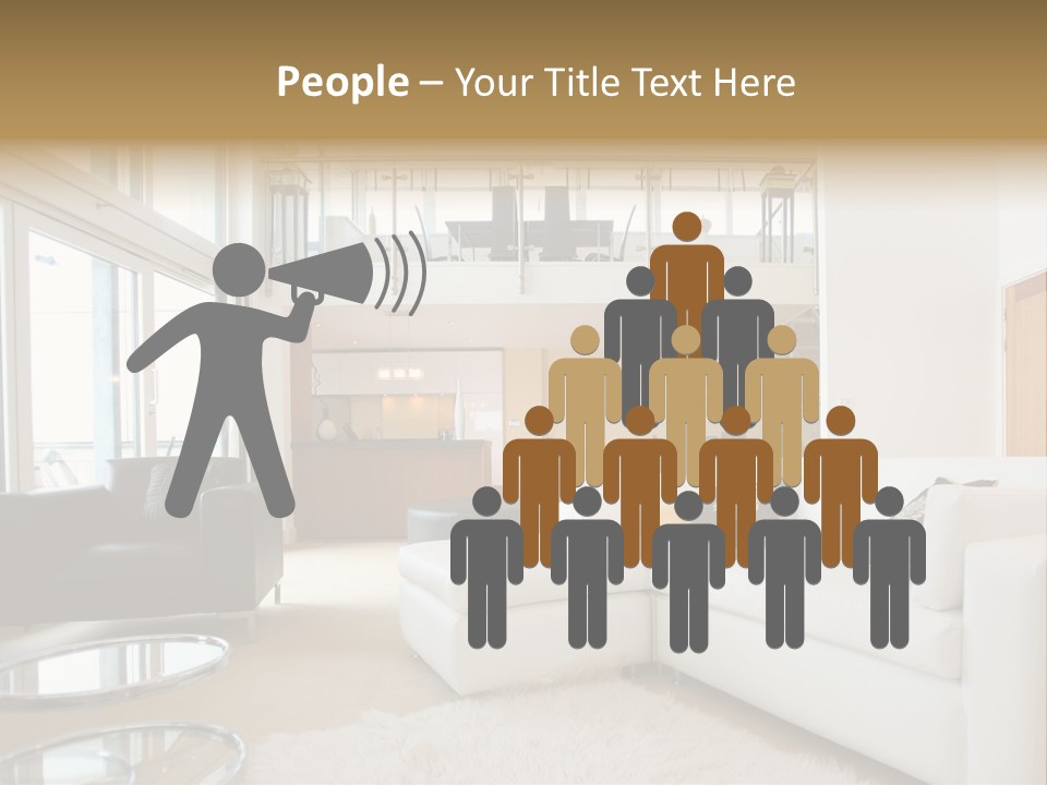 A Living Room Filled With Furniture And A Staircase PowerPoint Template