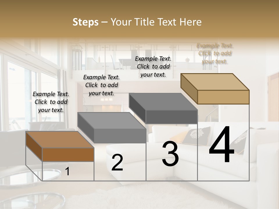 A Living Room Filled With Furniture And A Staircase PowerPoint Template