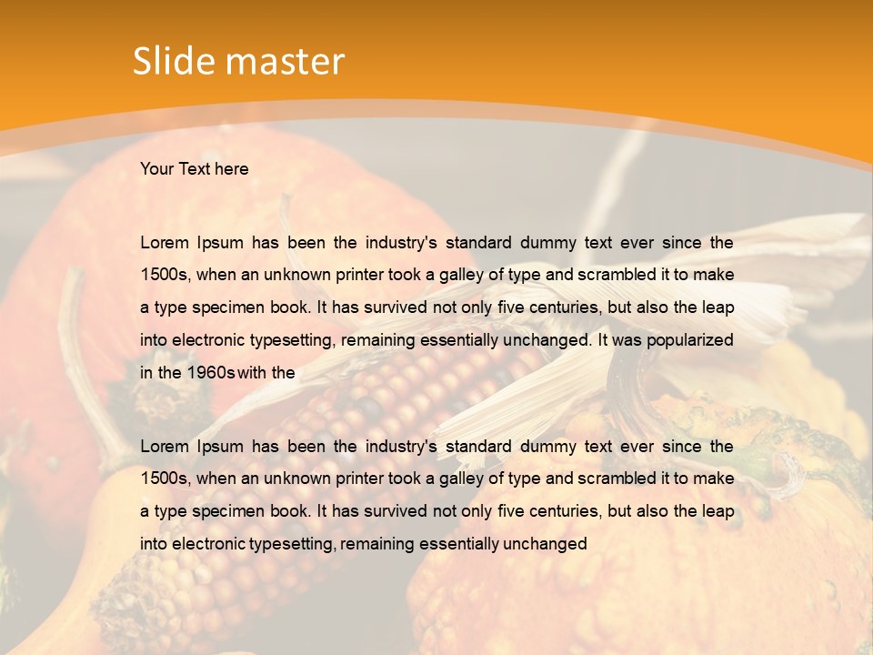 A Plate Of Pumpkins And Corn On A Table PowerPoint Template