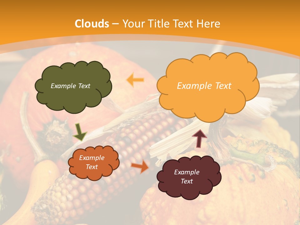 A Plate Of Pumpkins And Corn On A Table PowerPoint Template
