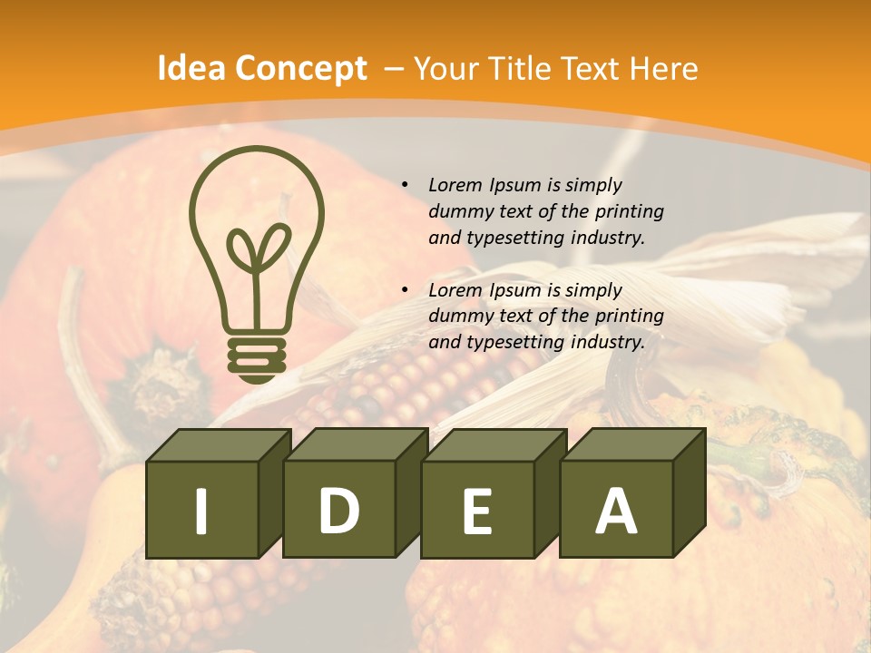 A Plate Of Pumpkins And Corn On A Table PowerPoint Template