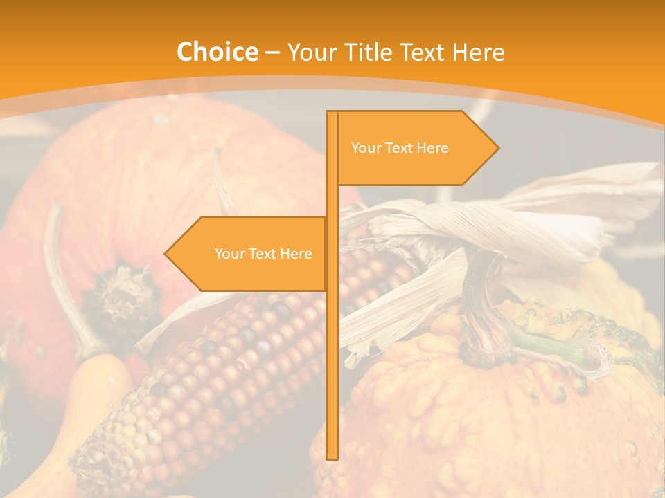 A Plate Of Pumpkins And Corn On A Table PowerPoint Template