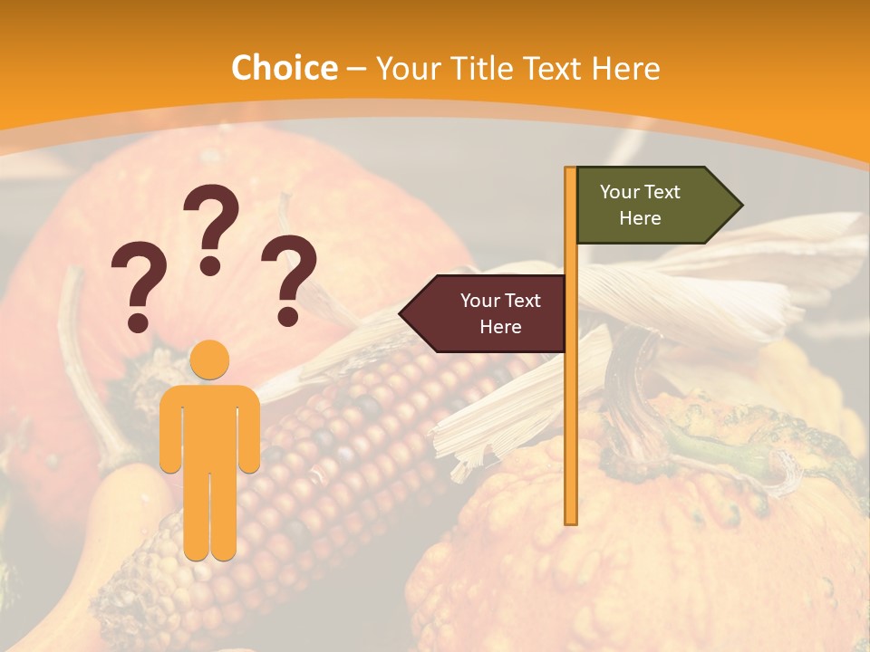 A Plate Of Pumpkins And Corn On A Table PowerPoint Template