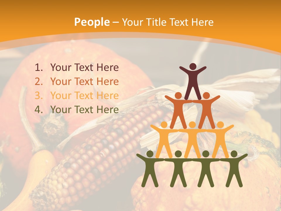 A Plate Of Pumpkins And Corn On A Table PowerPoint Template