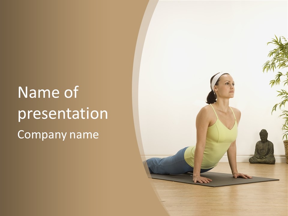 A Woman Is Doing A Yoga Pose On A Mat PowerPoint Template