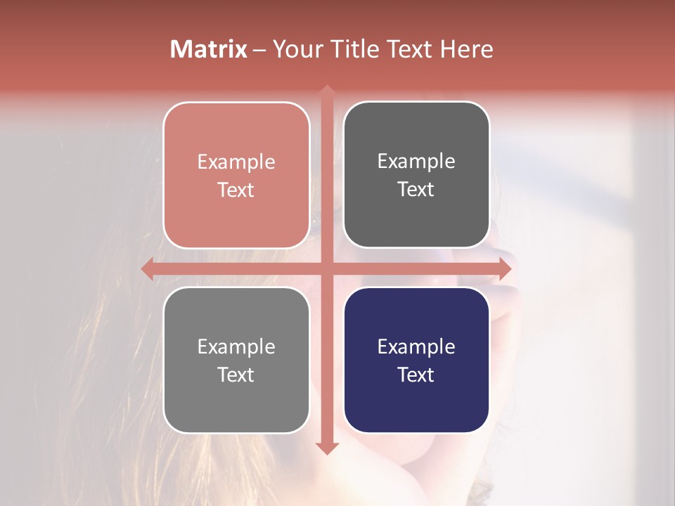A Woman Looking Out Of A Window With Her Hand On Her Face PowerPoint Template