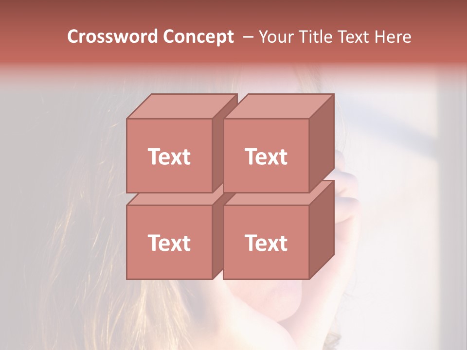 A Woman Looking Out Of A Window With Her Hand On Her Face PowerPoint Template