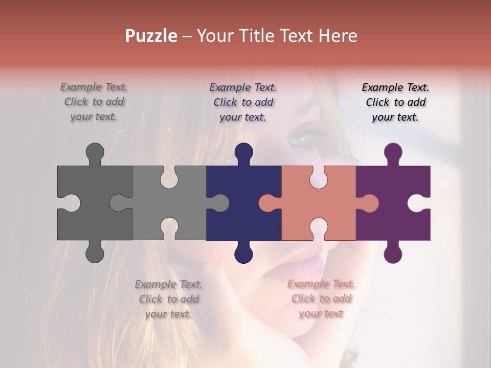 A Woman Looking Out Of A Window With Her Hand On Her Face PowerPoint Template