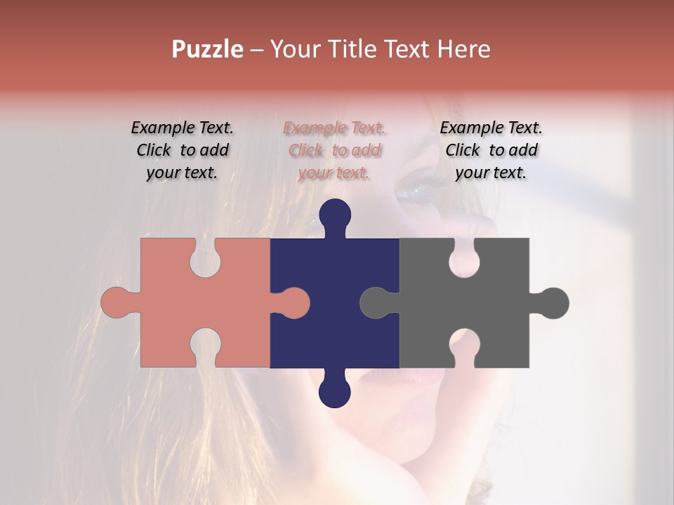 A Woman Looking Out Of A Window With Her Hand On Her Face PowerPoint Template